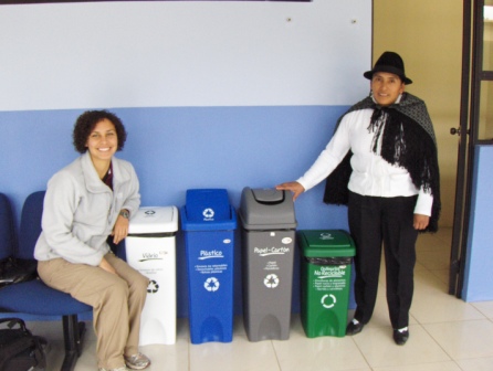 Marta, me, and the clinic´s new recycling bins